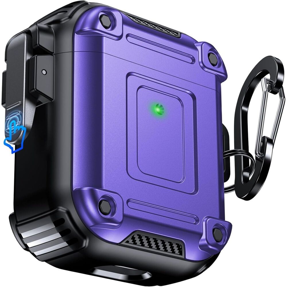 Armour Lock Case for AirPods 1st & 2nd Gen | Heavy Duty Lock Cover Purple